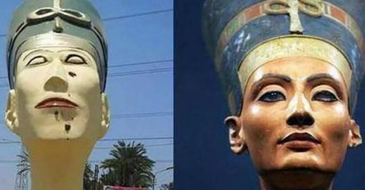 Egypťany pohoršila nová socha Nefertiti. Podobá se Frankensteinovi