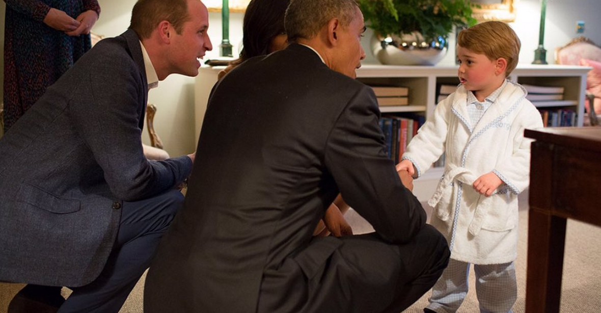 GALERIE: Malý princ se v pyžamu pozdravil s Obamou