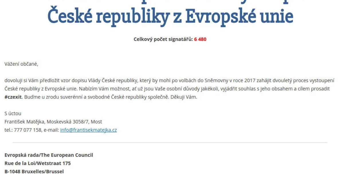 Vznikl spolek Czexit, z.s. Chce dosáhnout referenda o vystoupení ČR z EU