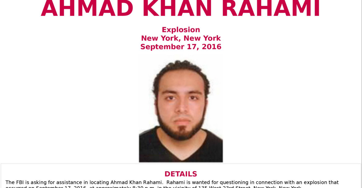 V New Yorku mohl útočit Ahmad Khan Rahami