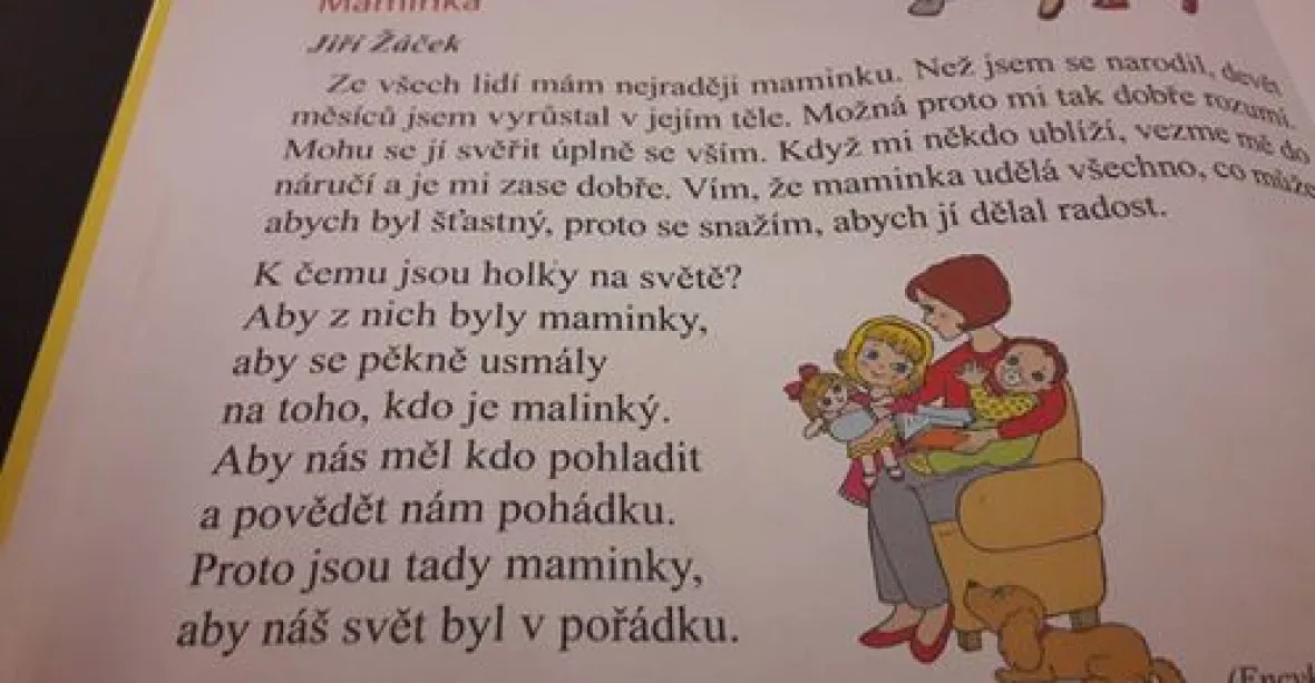 Mají být z holek maminky? Feministky kritizují báseň z české čítanky