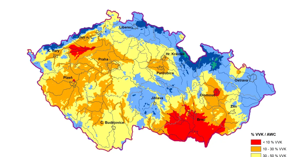 MAPA ZÁSOB VODY: Česko trápí extrémní sucho, voda dochází