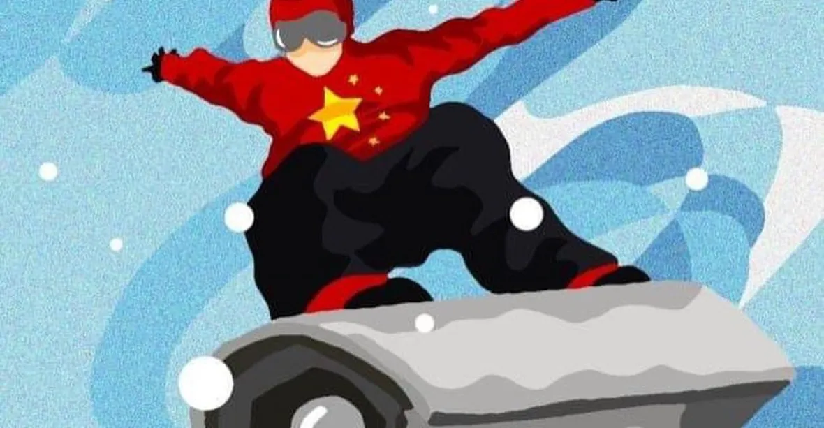 OBRAZEM: Z hokejky zbraň a poprava na biatlonu. Umělec kritizuje olympiádu v Číně