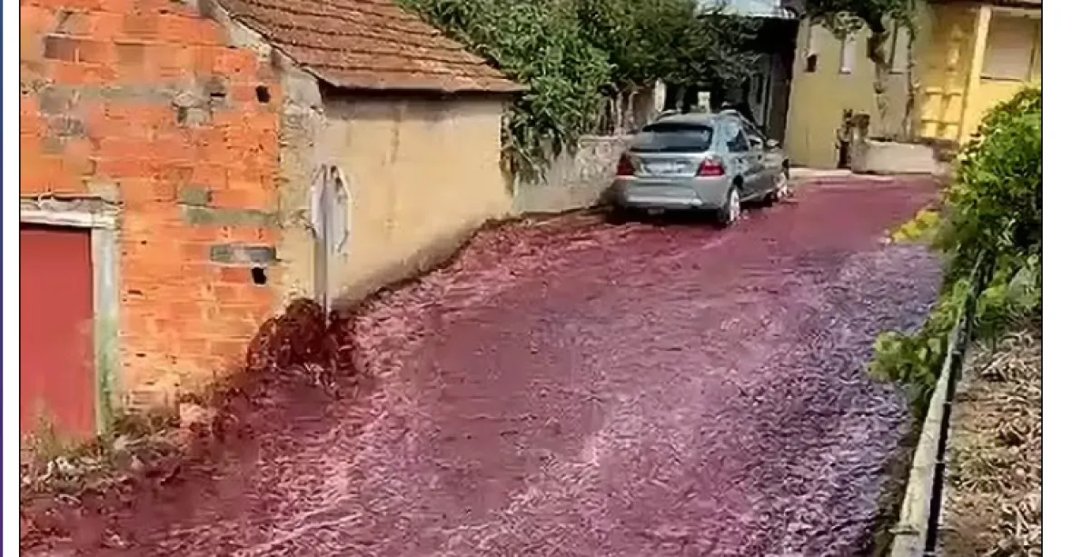 VIDEO: Víno zaplavilo ulice, vylily se do nich miliony litrů z prasklých nádrží