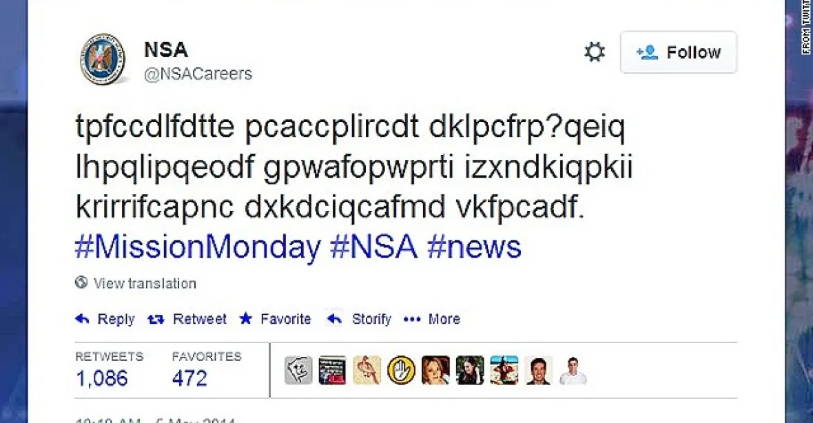 Zpravodajci NSA nahazují udičku: tweetují šifry