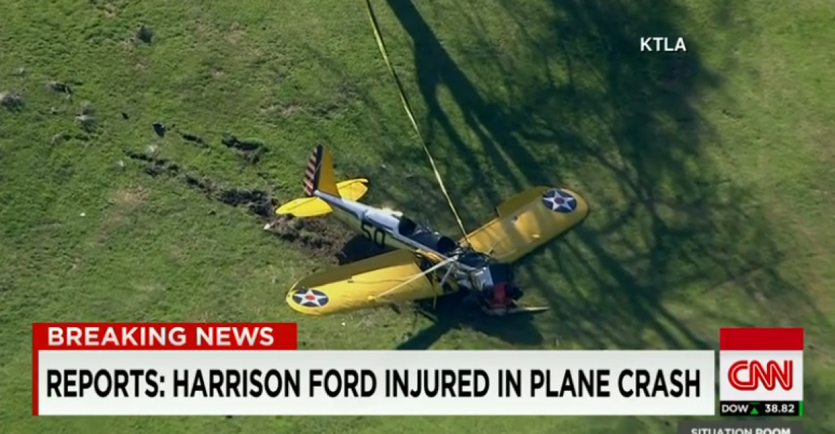 Harrison Ford se zranil při pádu letadla