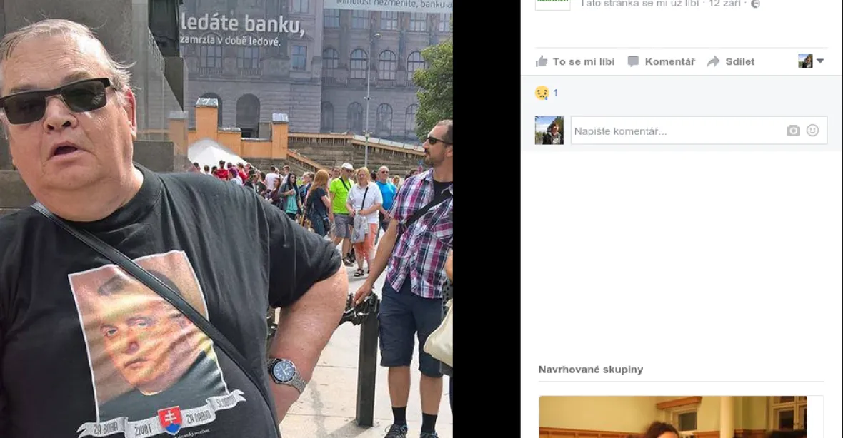 Muž protestoval proti gayům v tričku s Tisem. V pořádku, říká policie