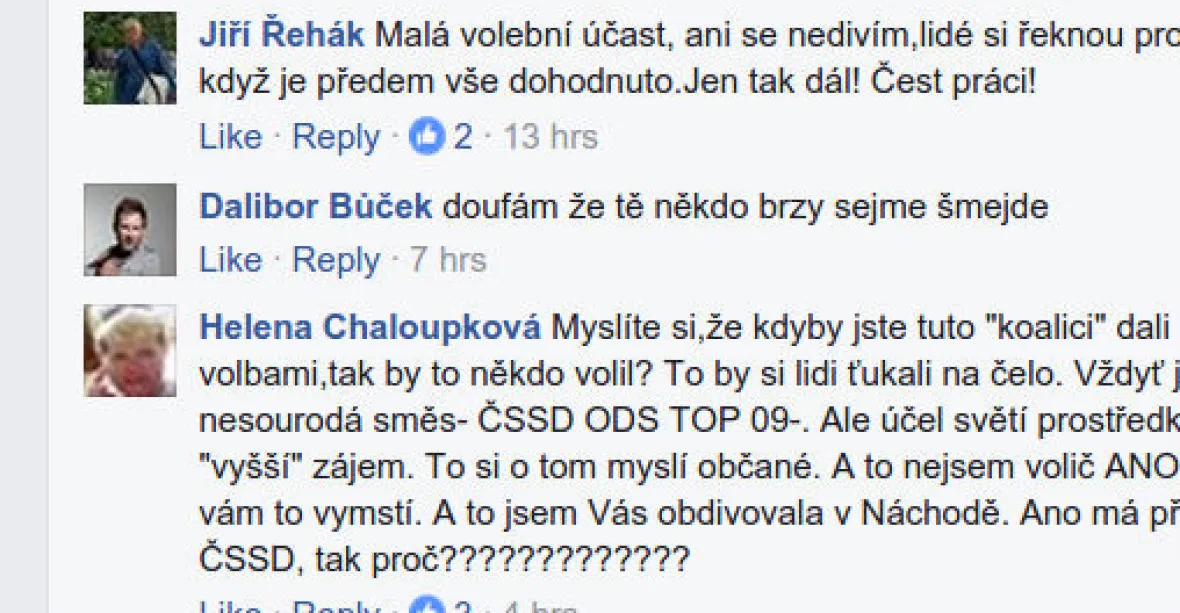 Poslanec ČSSD se polekal výhrůžek na Facebooku. Viní Babiše