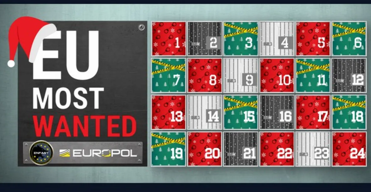 Europol sestavil adventní kalendář z nejhledanějších zločinců
