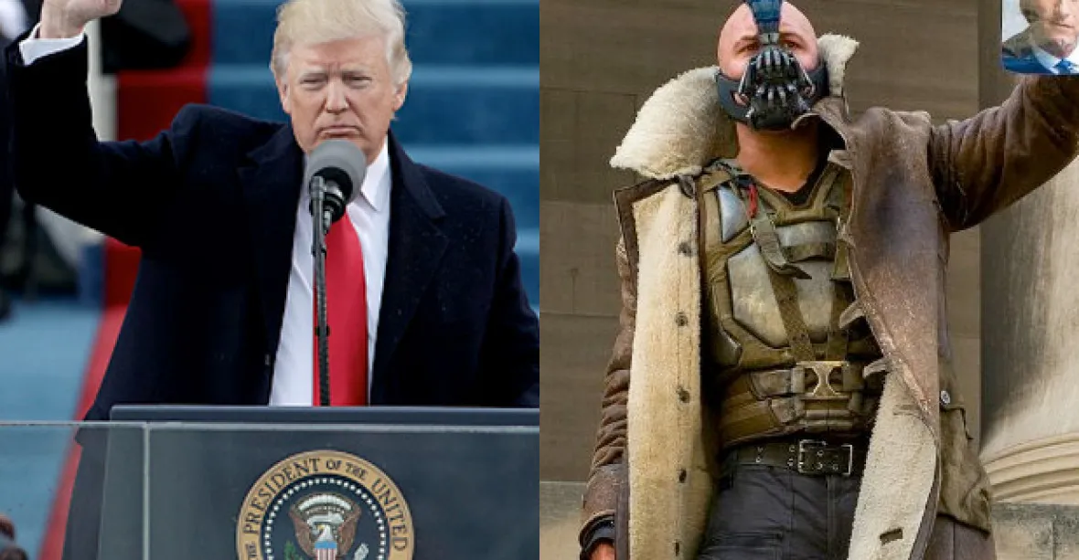 Trump jako zloduch z Batmana. V projevu si vypůjčil jeho hlášku