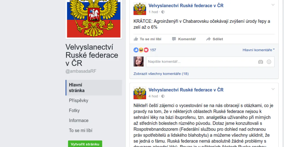 Facebook zablokoval oficiální účet ruské ambasády místo falešného