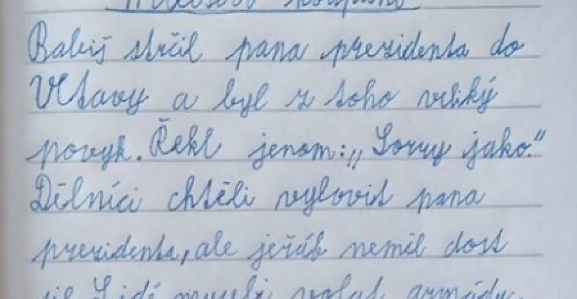 „Babiš strčil prezidenta do Vltavy.“ Internet baví školní diktát páťáka