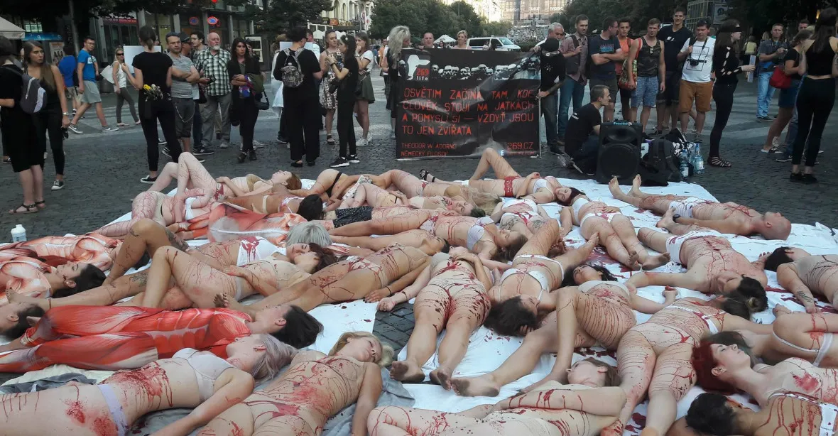„Krvavá“ demonstrace na Václaváku proti zabíjení zvířat