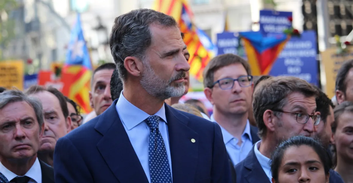 Španělský král za referendum ostře kritizoval lídry Katalánska
