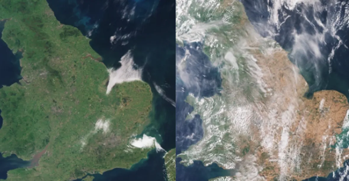 VIDEO: Vyprahlá Evropa. Satelitní snímky odhalily, jak vedra vysušují kontinent