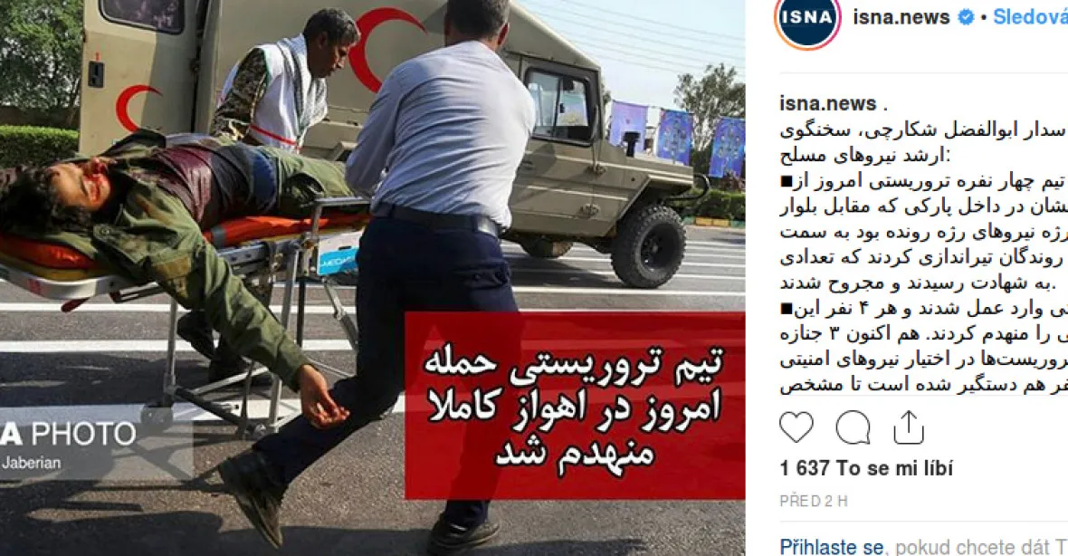 Ozbrojenci zaútočili na vojenskou přehlídku v Íránu, zabili 29 lidí včetně žen a dětí