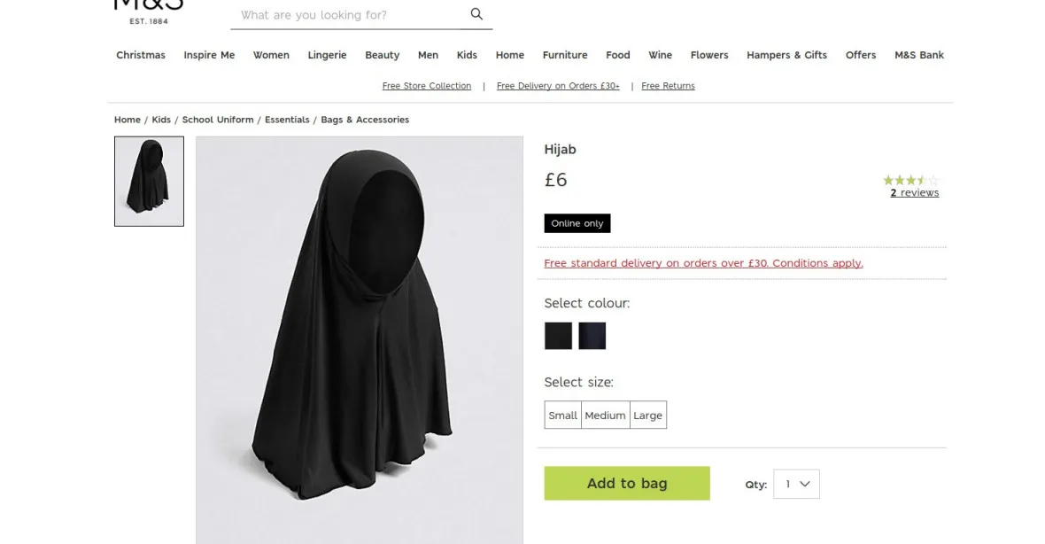 Hidžáb už od tří let? Marks&Spencer schytává kritiku za dívčí školní uniformy