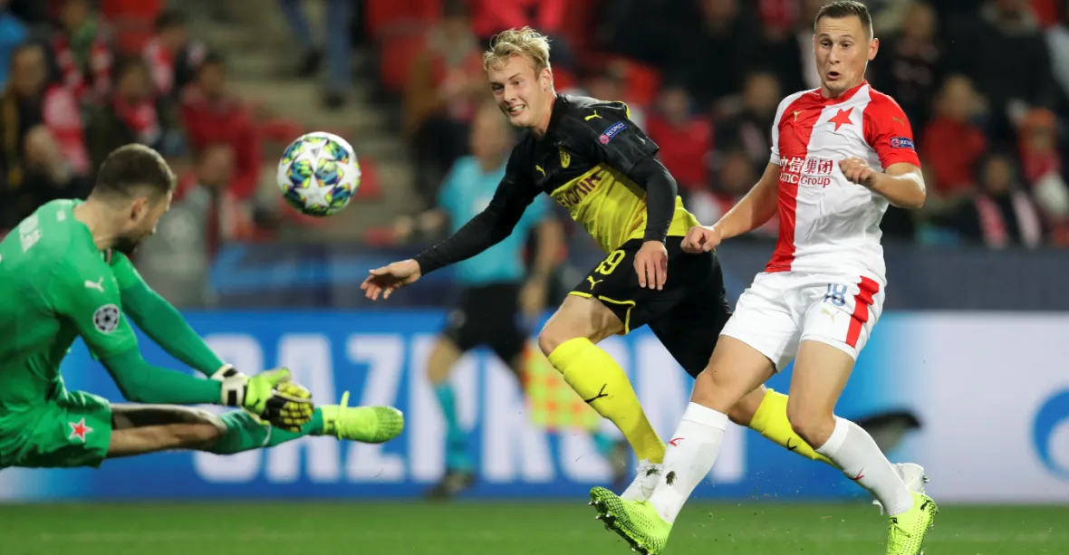 Slavia v druhém utkání Ligy mistrů podlehla Dortmundu v celkem vyrovnaném zápase 0:2