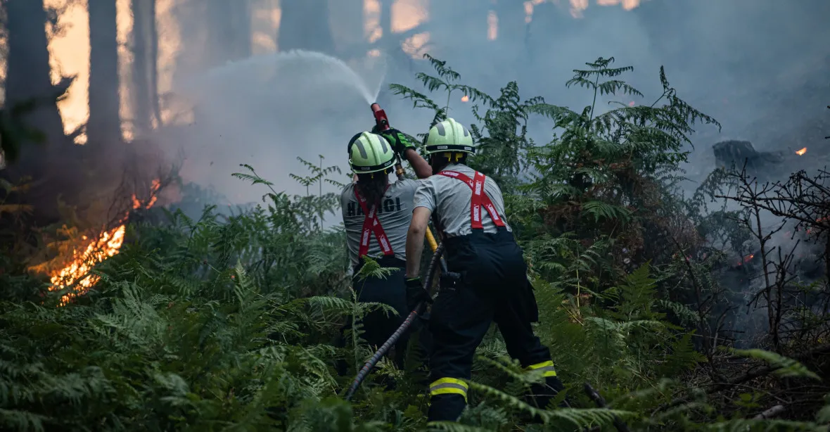Hasičům v Českém Švýcarsku se podařilo místy přejít do požárního útoku