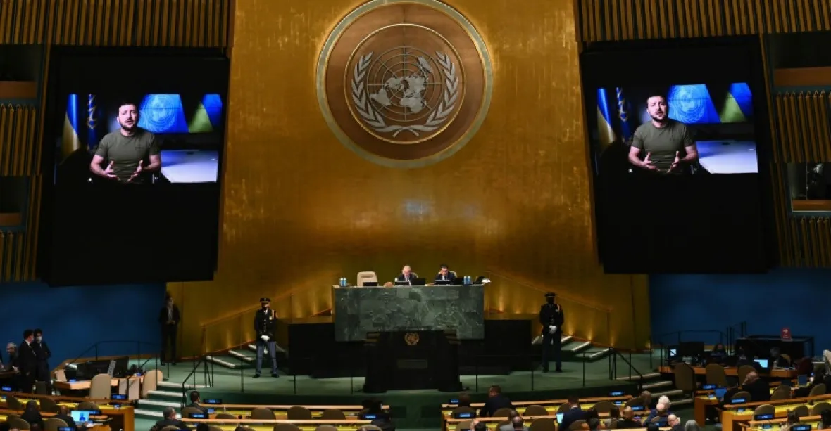 Zelenskyj v OSN tvrdě proti Rusku: „Odeberte zločincům hlasovací právo“