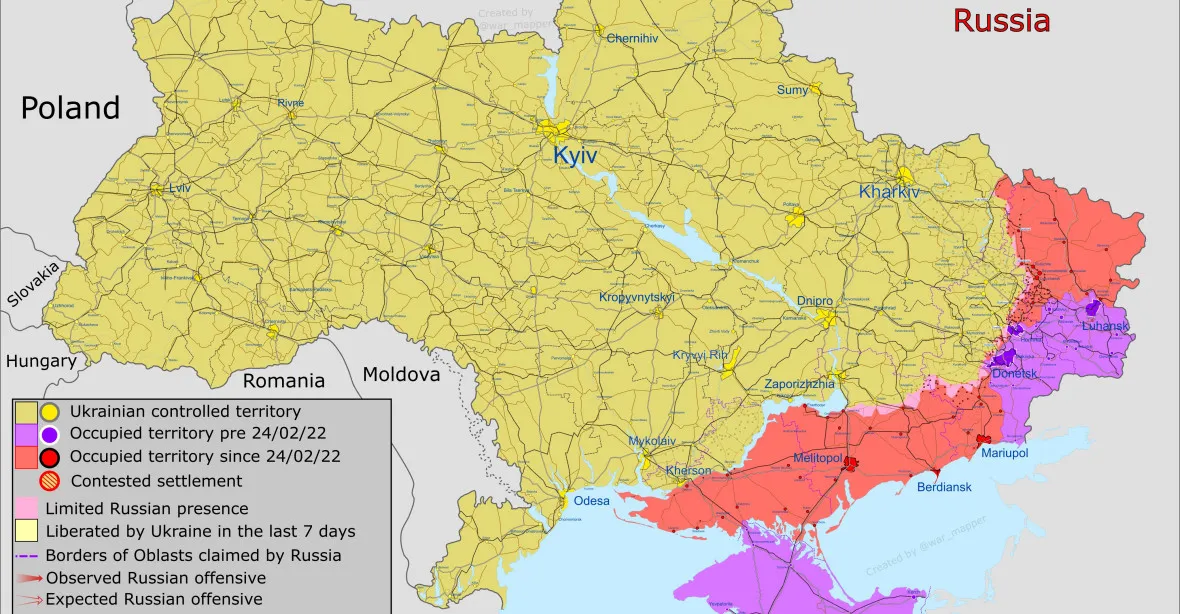 OBRAZEM: Ukrajina získala za listopad zpět asi 0,64 % svého území